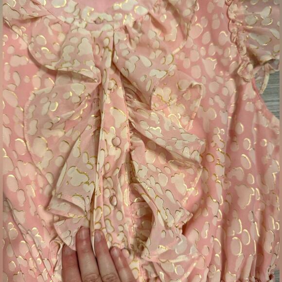 Buddy Love Pink Bubble Bath Astrid Tiered Ruffle Front Mini Short Dress- Size XS - Picture 5 of 6